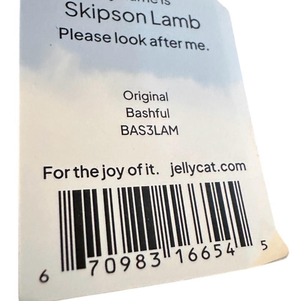 NWT Jellycat Skipson Lamb Soft Cream Plush Toy with Cinch Sack - Picture 6 of 7